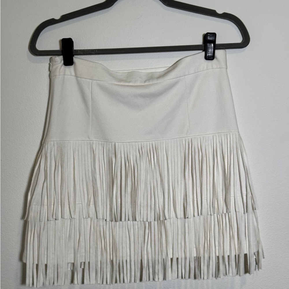 Altar'd State White Fringe Mini Skirt